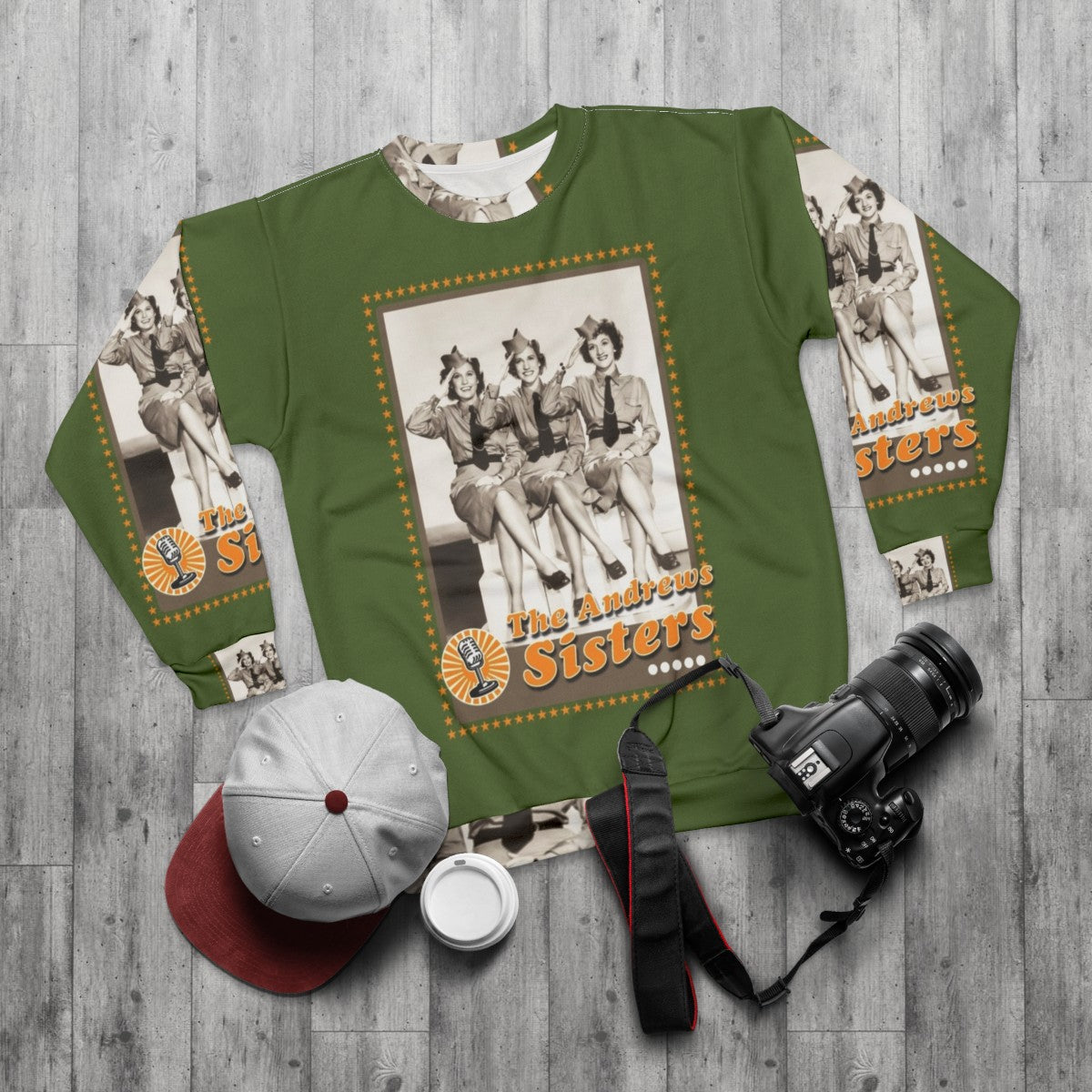 The Andrews Sisters Vintage Sweatshirt for Music Enthusiasts - flat lay