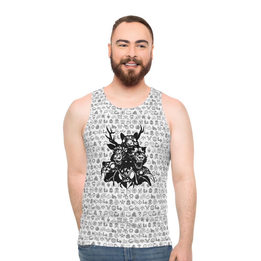 Unisex tank top featuring mystical totems and sigils - men