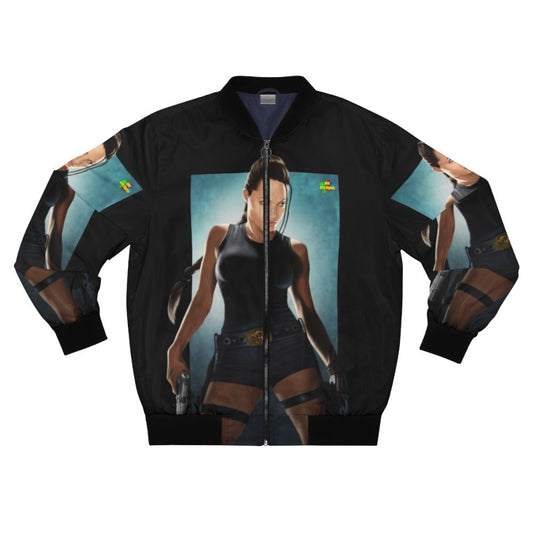 Tomb Raider Lara Croft inspired bomber jacket featuring digital art