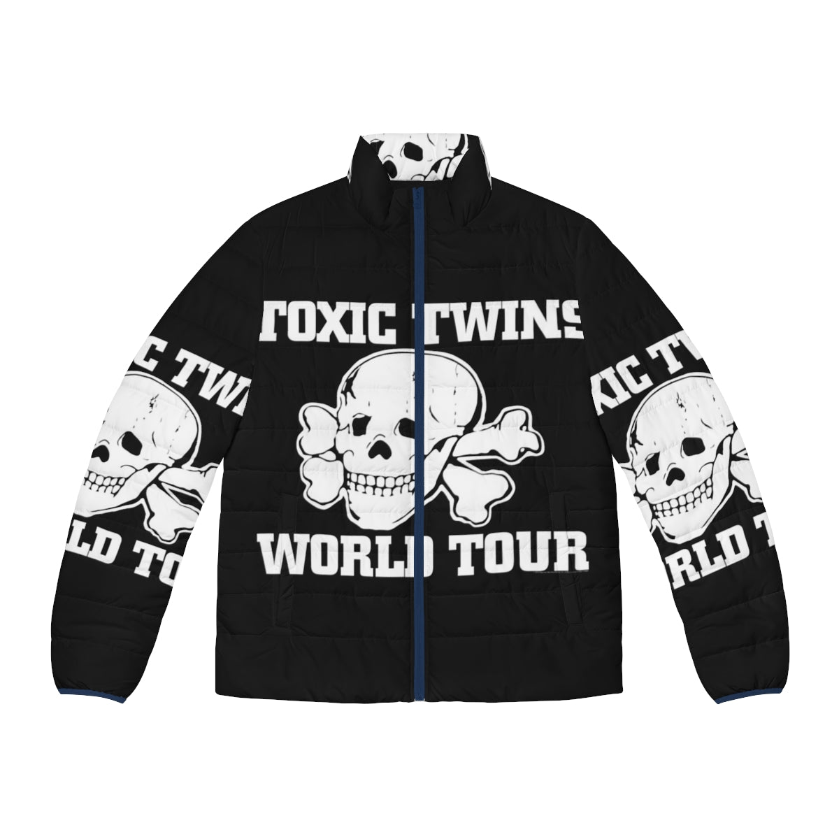 Toxic Twins World Tour Puffer Jacket with Skull and Music Band Graphics