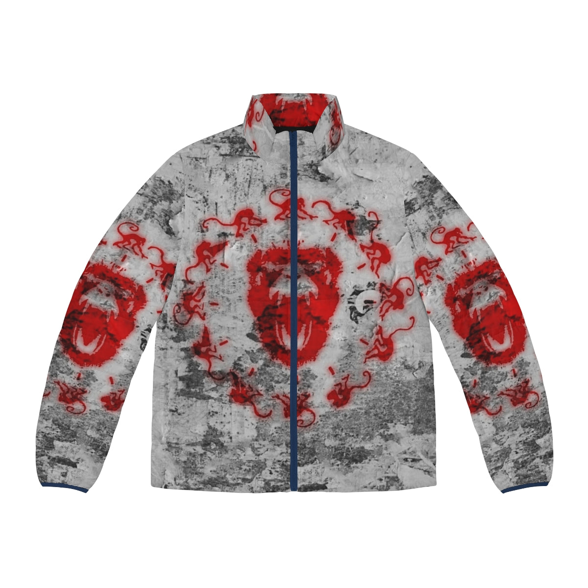 "Army of the 12 Monkeys" themed puffer jacket with billboard design