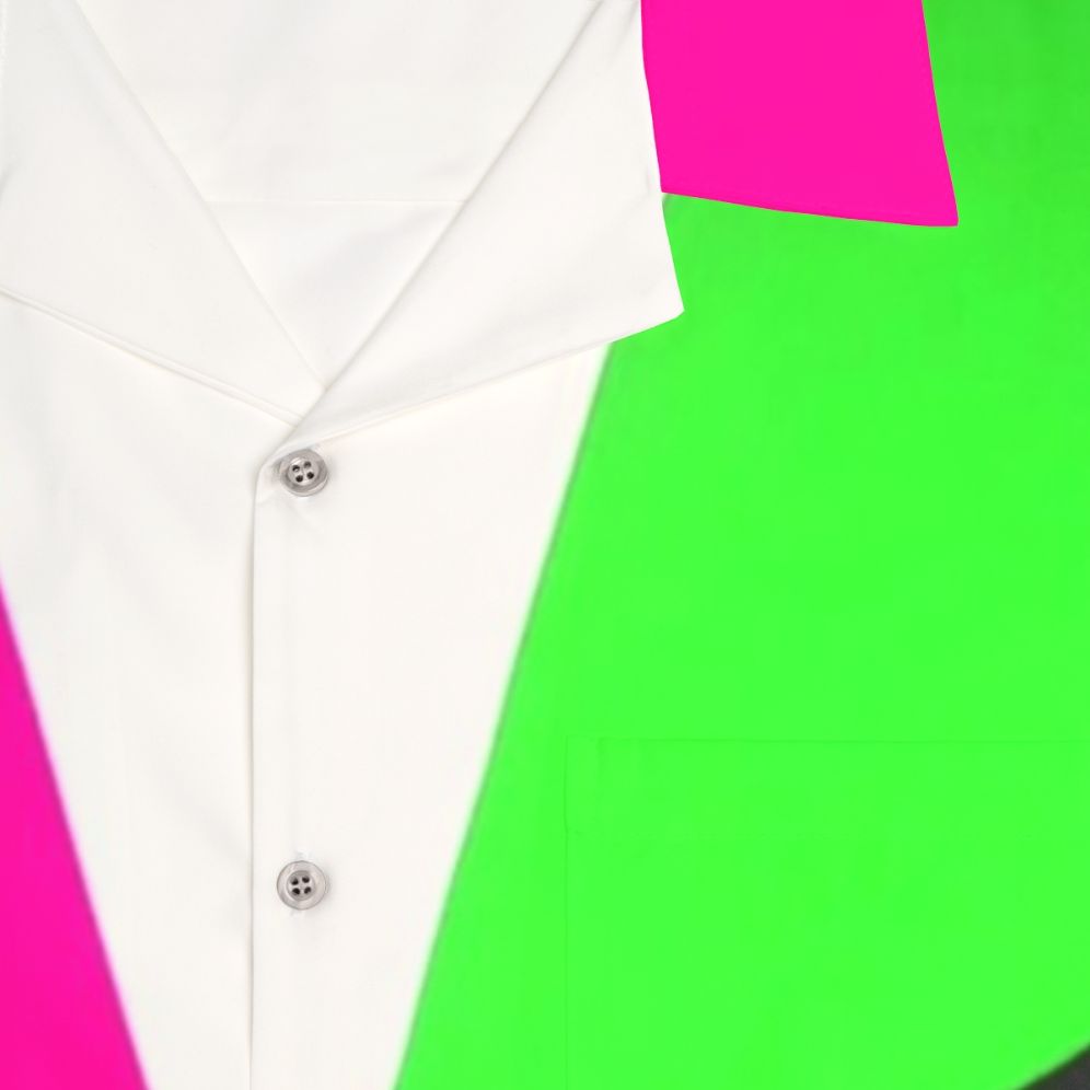 Bold 80s neon color block retro Hawaiian shirt - Detail