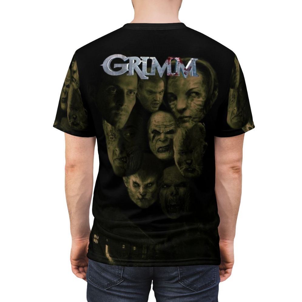 Grimm AOP T-shirt featuring characters and imagery from the popular TV show - men back