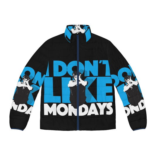 I Don't Like Mondays 80s puffer jacket featuring the iconic Boomtown Rats song