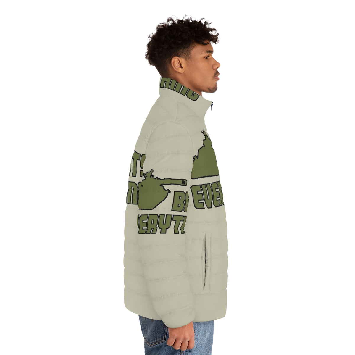 Stylish puffer jacket with futuristic, military-inspired design - men side right