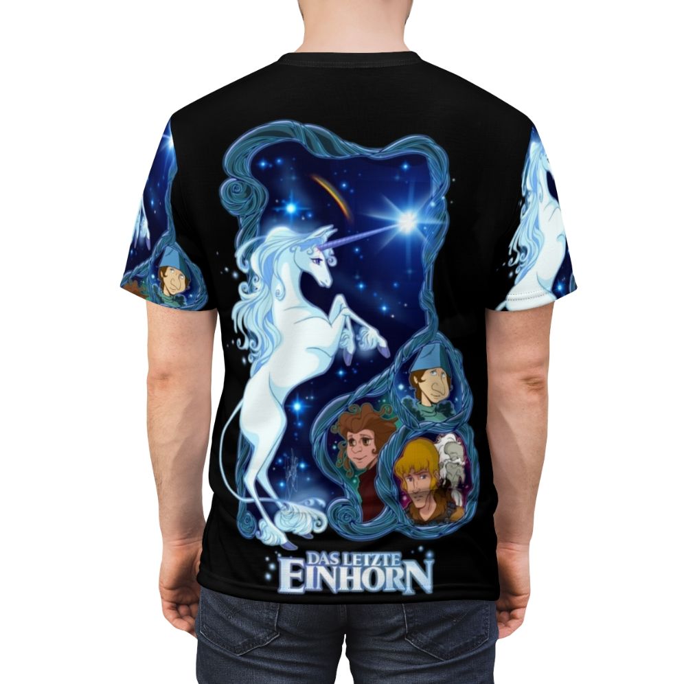 German fantasy unicorn t-shirt design inspired by The Last Unicorn - men back