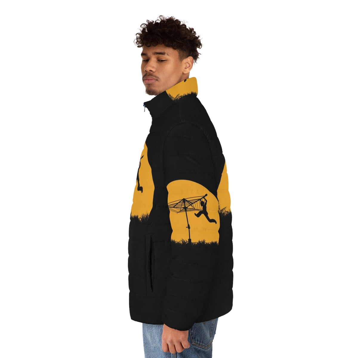 Sunset puffer jacket with vintage graphic silhouette design for kids and boys - men side left