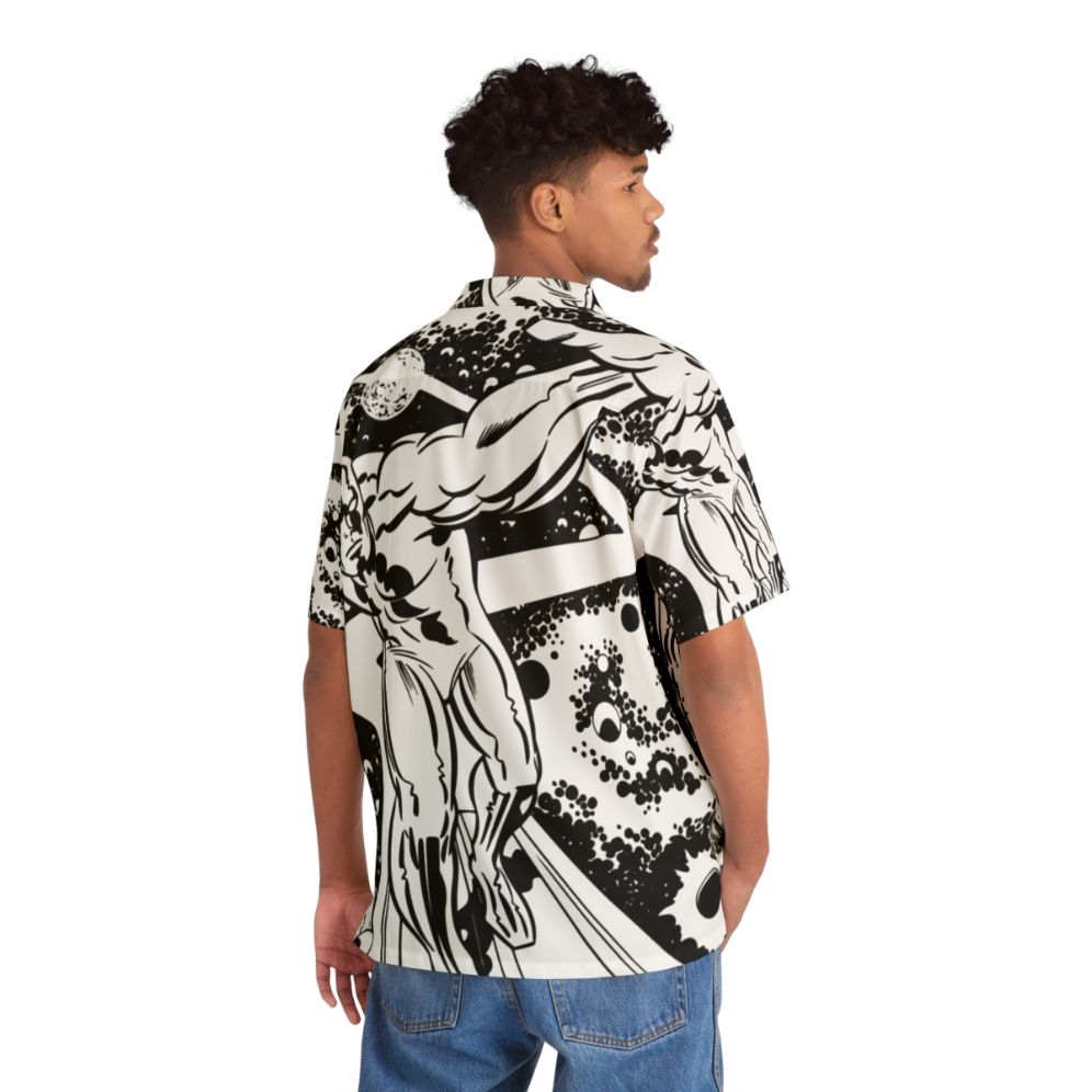 Silver Surfer Hawaiian Shirt with cosmic and galaxy design - People Back