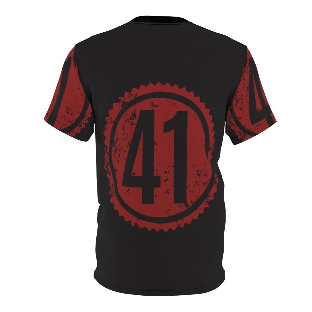 Distressed red t-shirt featuring a Dave Matthews Band inspired design - Back