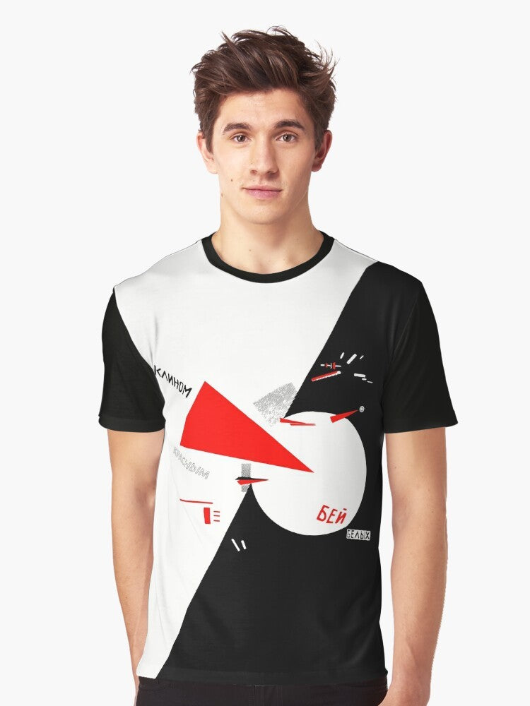 Constructivism inspired t-shirt design featuring the artwork of El Lissitzky, a prominent Soviet avant-garde artist. - Men