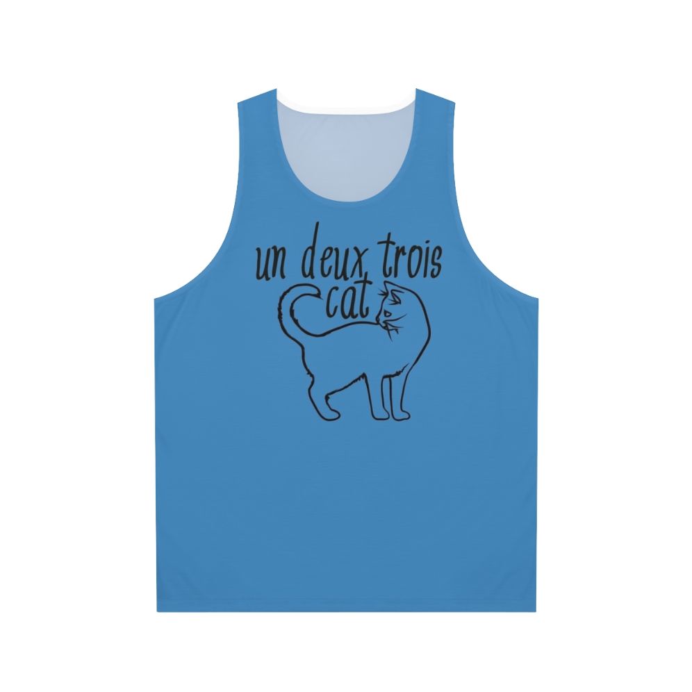 Unisex cat tank top with French text