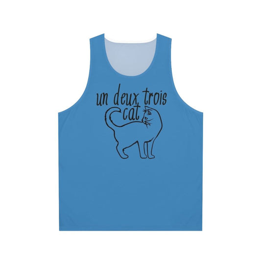 Unisex cat tank top with French text