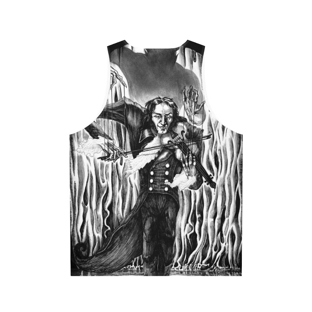 Dark musician unisex tank top with Niccolo Paganini violin art - Back