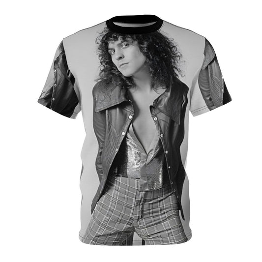 Retro-inspired T-shirt featuring the iconic image of singer-songwriter Marc Bolan