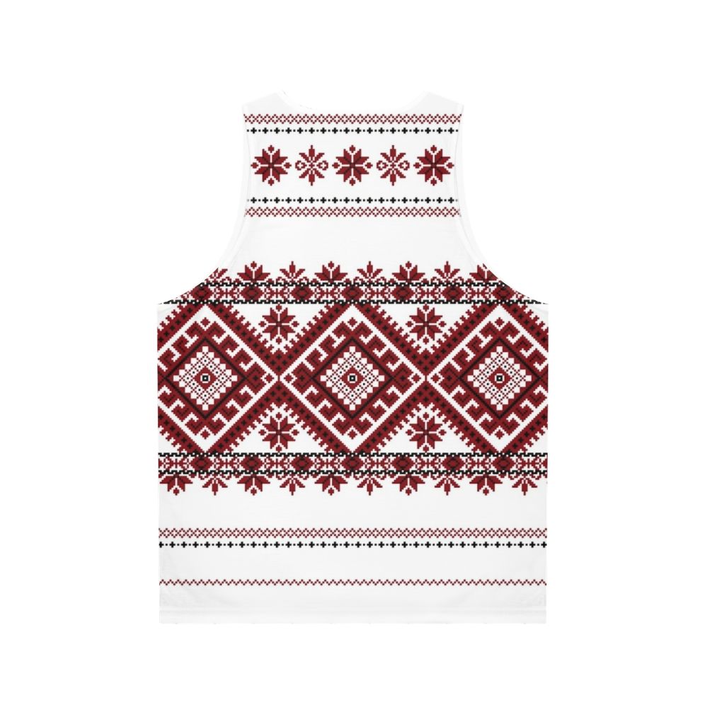 Unisex tank top with traditional Romanian geometric motif pattern - Back