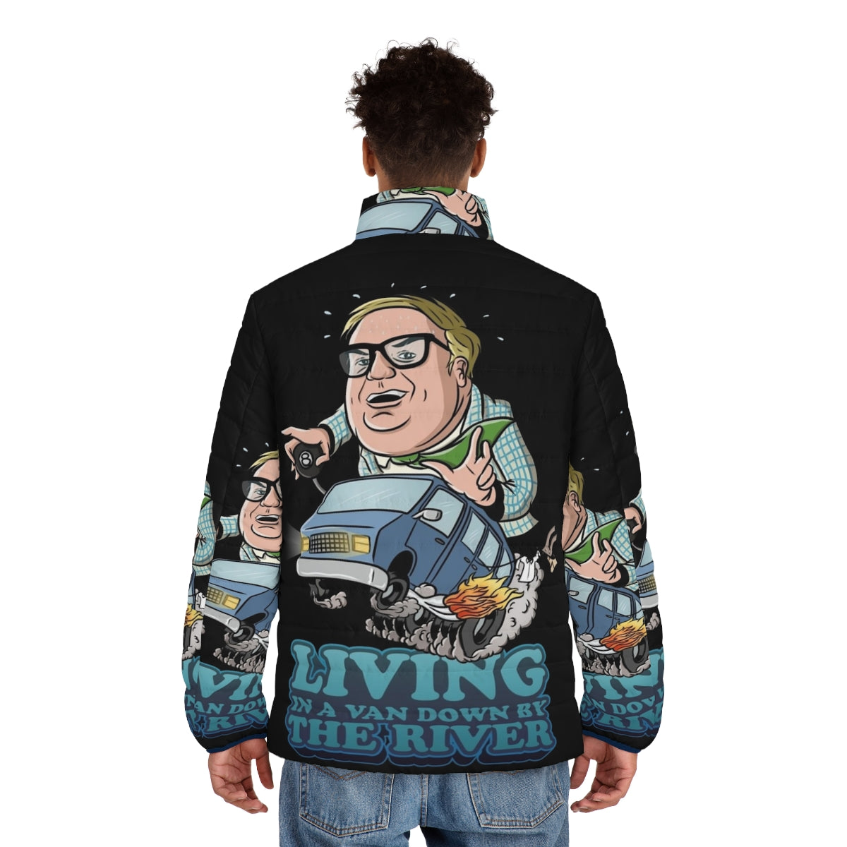 Matt Foley's "Van Down By The River" inspired puffer jacket - men back