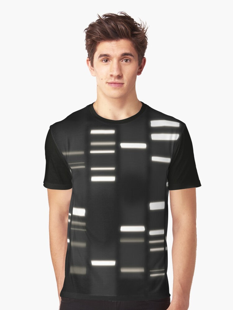 DNA Art Graphic T-Shirt featuring a stylized double helix design - Men