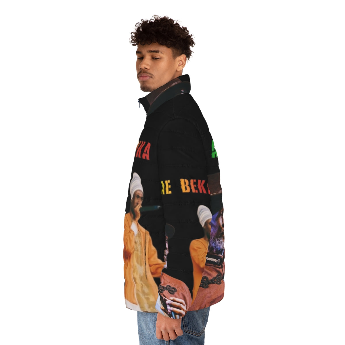 Akae Got Midnite Puffer Jacket - Warm Reggae Rasta Winter Jacket - men side left