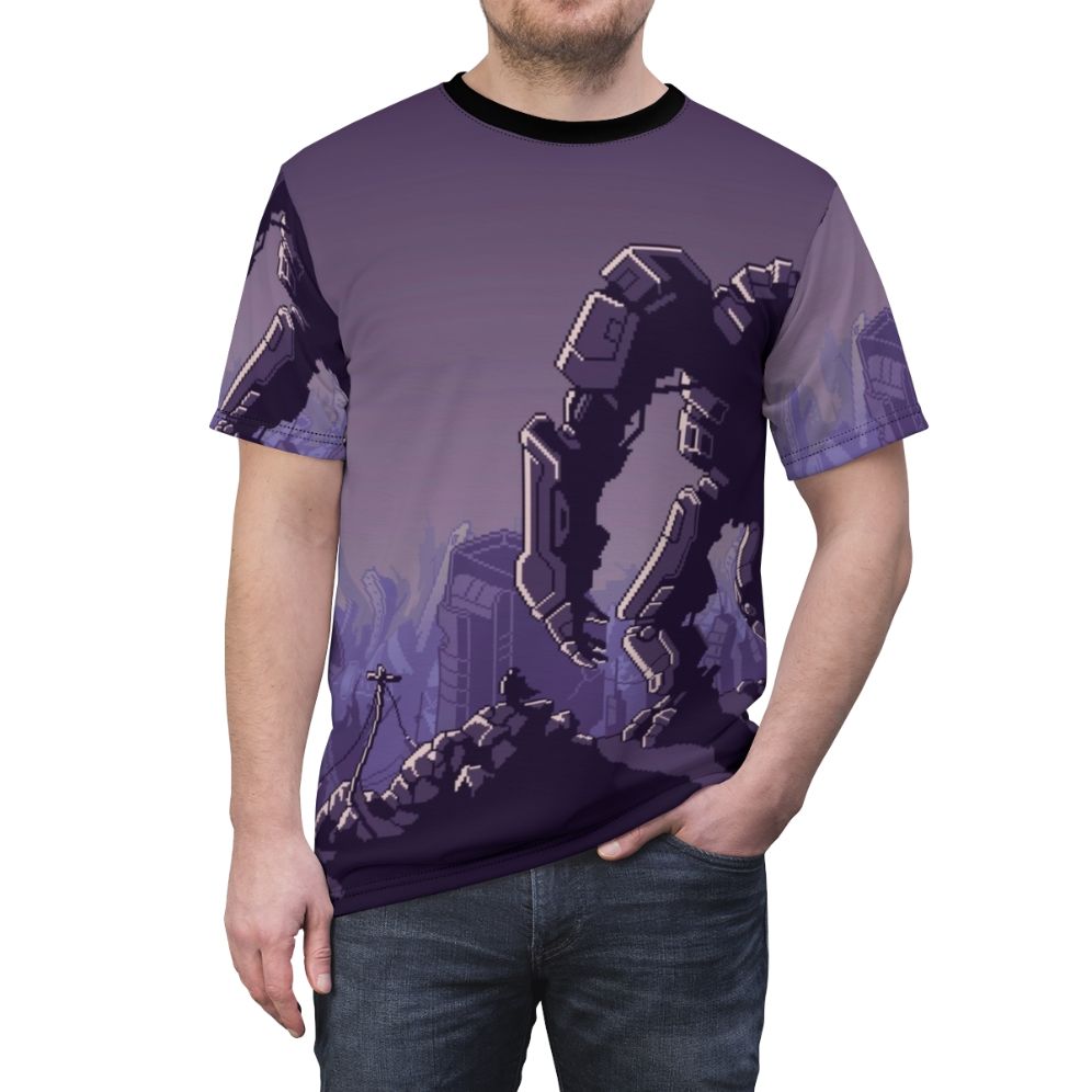 Mech suit t-shirt inspired by the sci-fi strategy game Into the Breach - men front