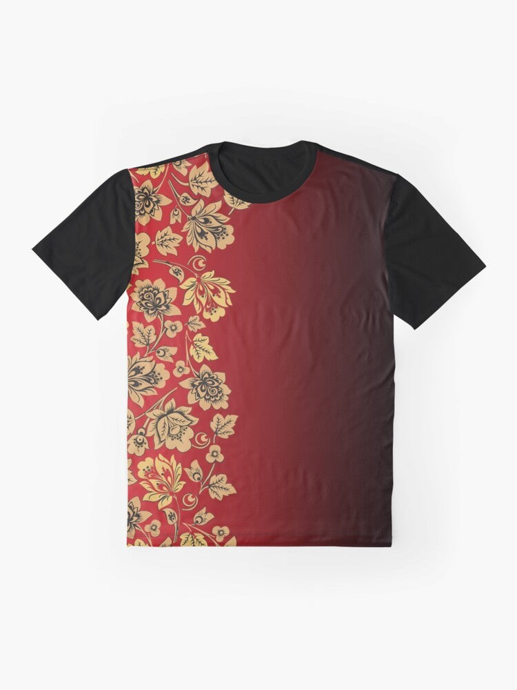 Khokhloma Russian ethnic pattern graphic t-shirt - Flat lay