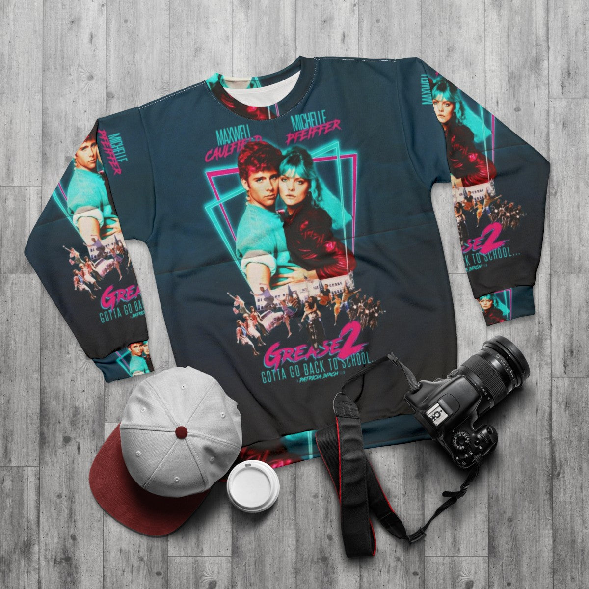 Neon 80s Grease 2 Cult Classic Sweatshirt - flat lay