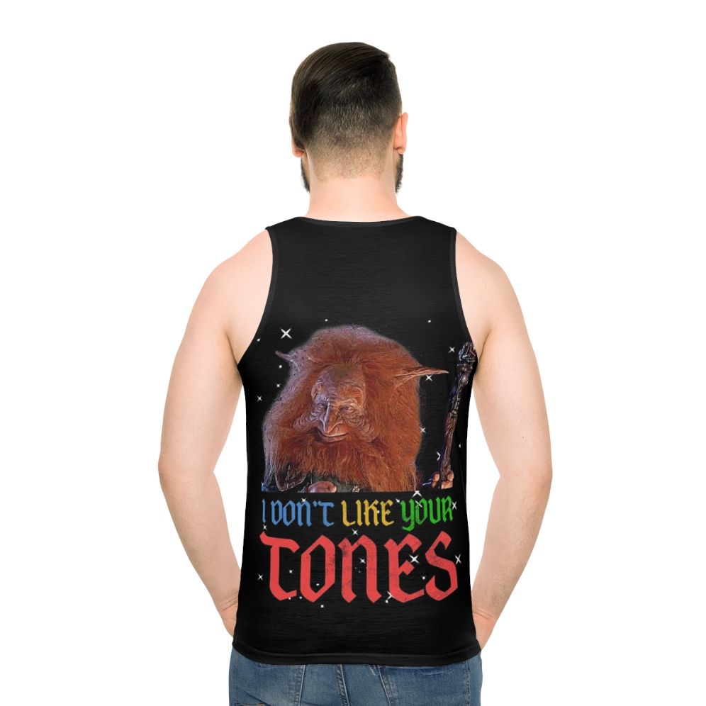 "I Don't Like Your Tones" retro 80s unisex tank top - men back