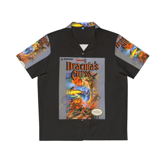 Castlevania Dracula's Curse Hawaiian Shirt featuring retro gaming horror design