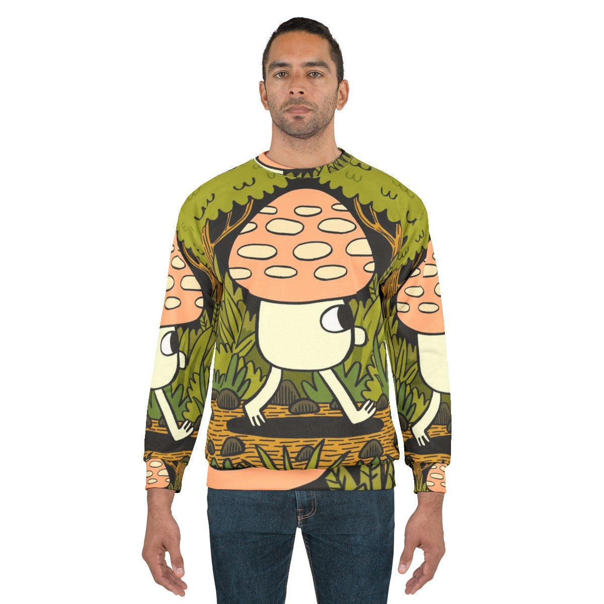 Sweatshirt featuring a nature-inspired design with autumn leaves and woodland creatures - men