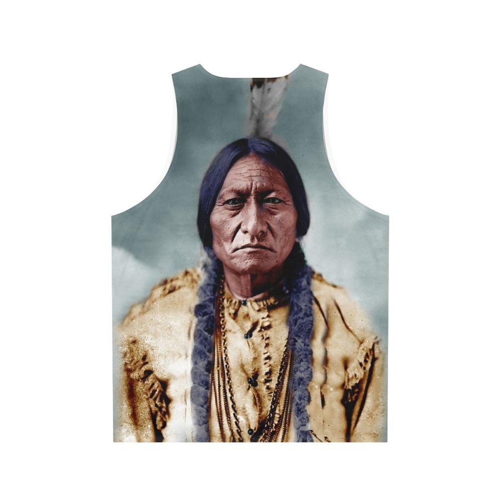 Sitting Bull Unisex Tank Top with Native American Tribal Designs - Back