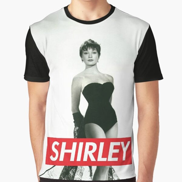 Shirley Maclaine graphic t-shirt featuring the legendary actress in her iconic look with a famous quote about change.