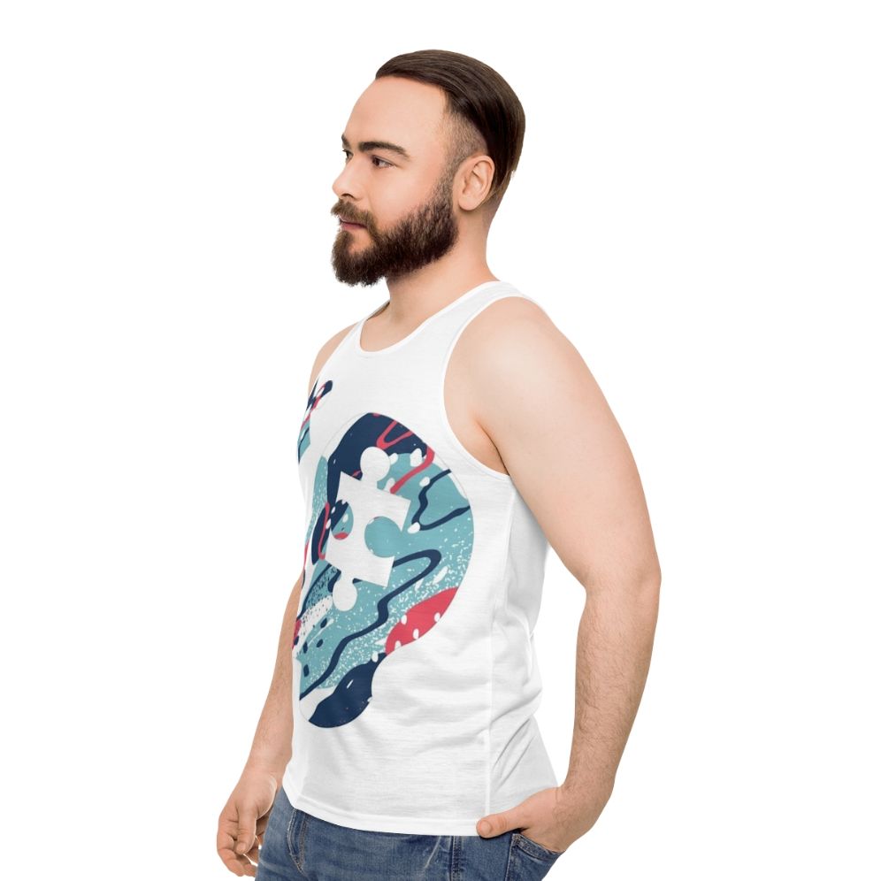 Unisex brain puzzle tank top - men side