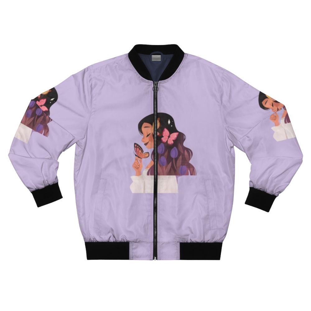 Beautiful spring bomber jacket with butterfly design for girls