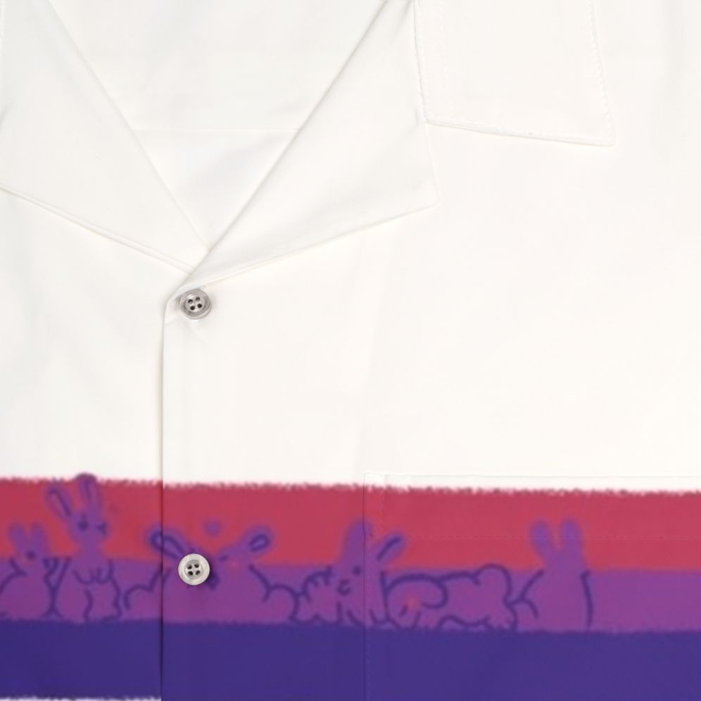 Bi Pride Rabbits Hawaiian Shirt with LGBTQ+ Pride Flag Pattern - Detail