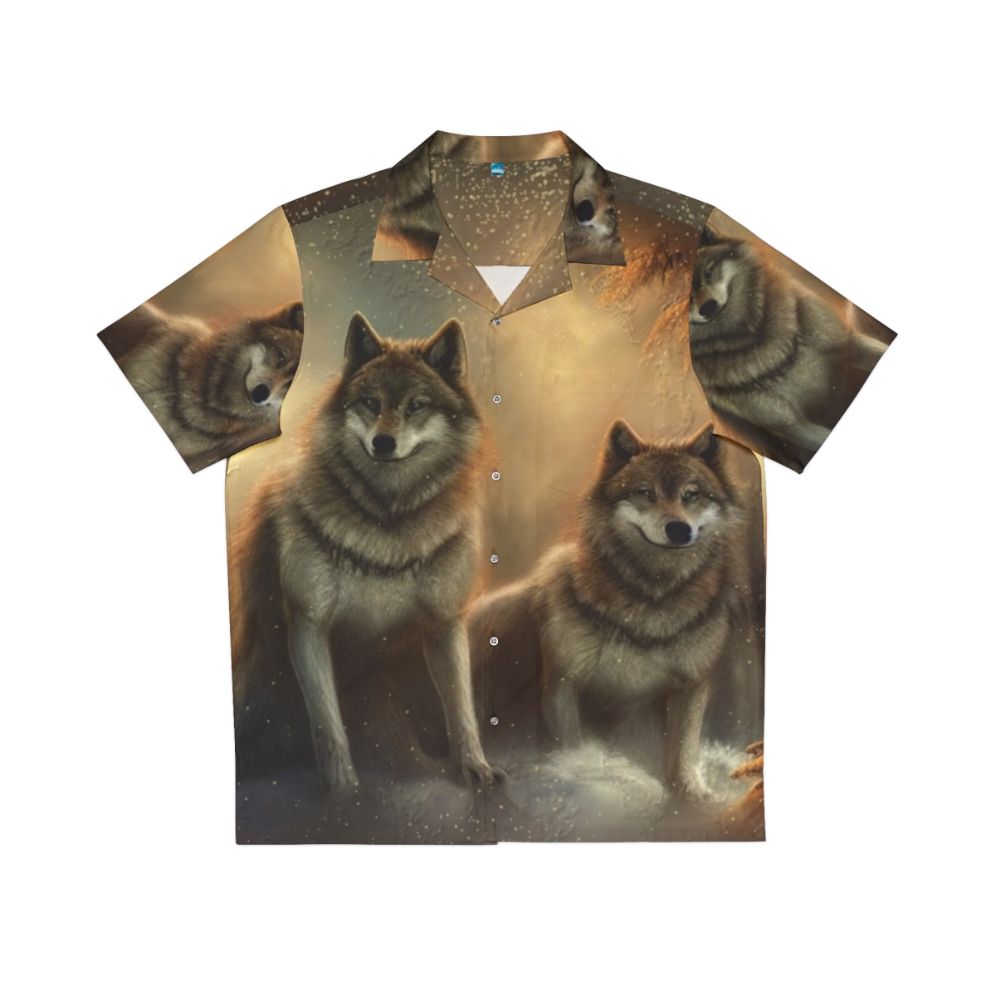 Winter Wolves Hawaiian Shirt with Wolf Print Design