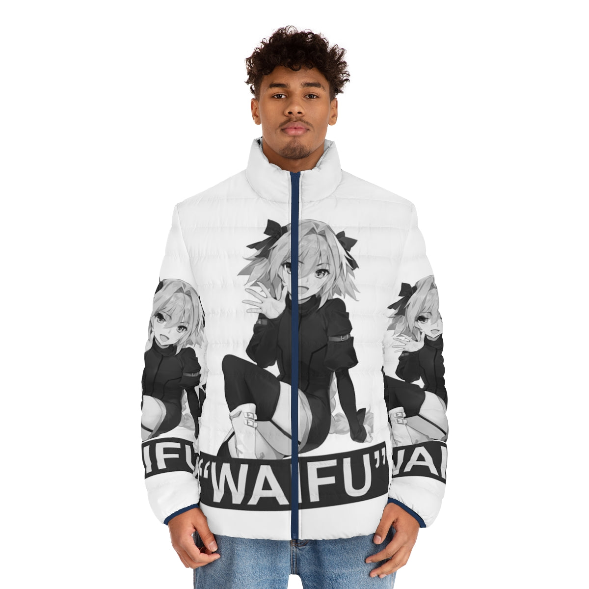 Fate Astolfo Waifu Anime Puffer Jacket - men front