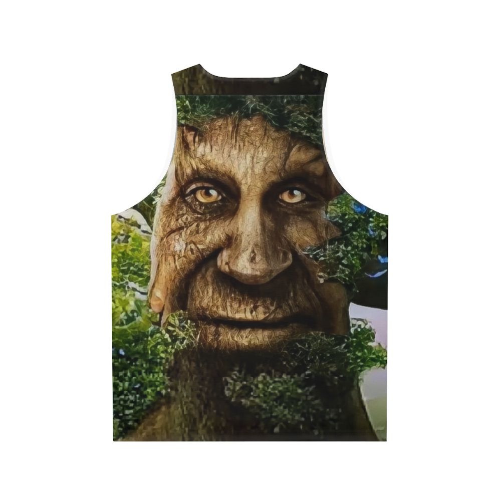 Unisex tank top with a wise tree meme design - Back