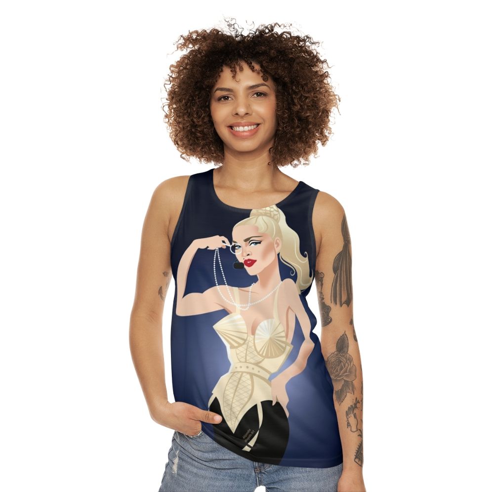 Unisex blonde tank top featuring Alejandro Mogoll art - women