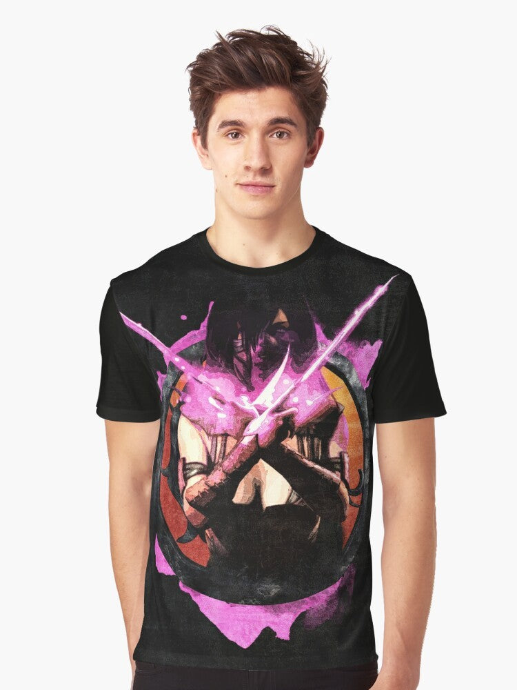 Mileena from Mortal Kombat character portrait graphic t-shirt - Men