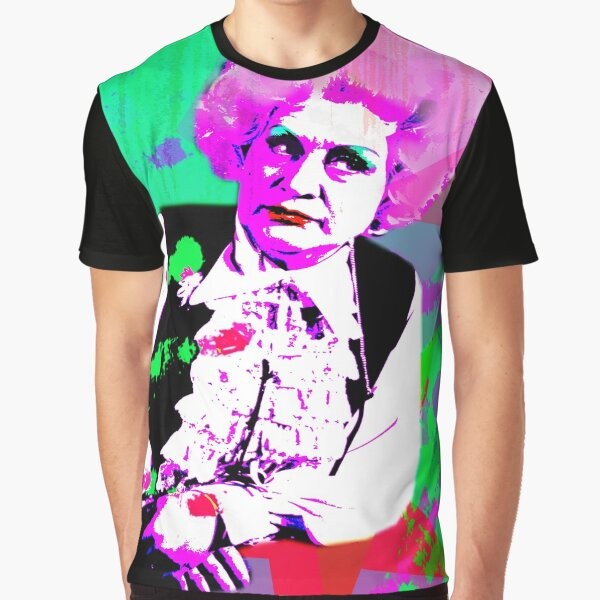 Slocombe graphic t-shirt featuring the iconic character Mrs. Slocombe from the TV series "Are You Being Served?"