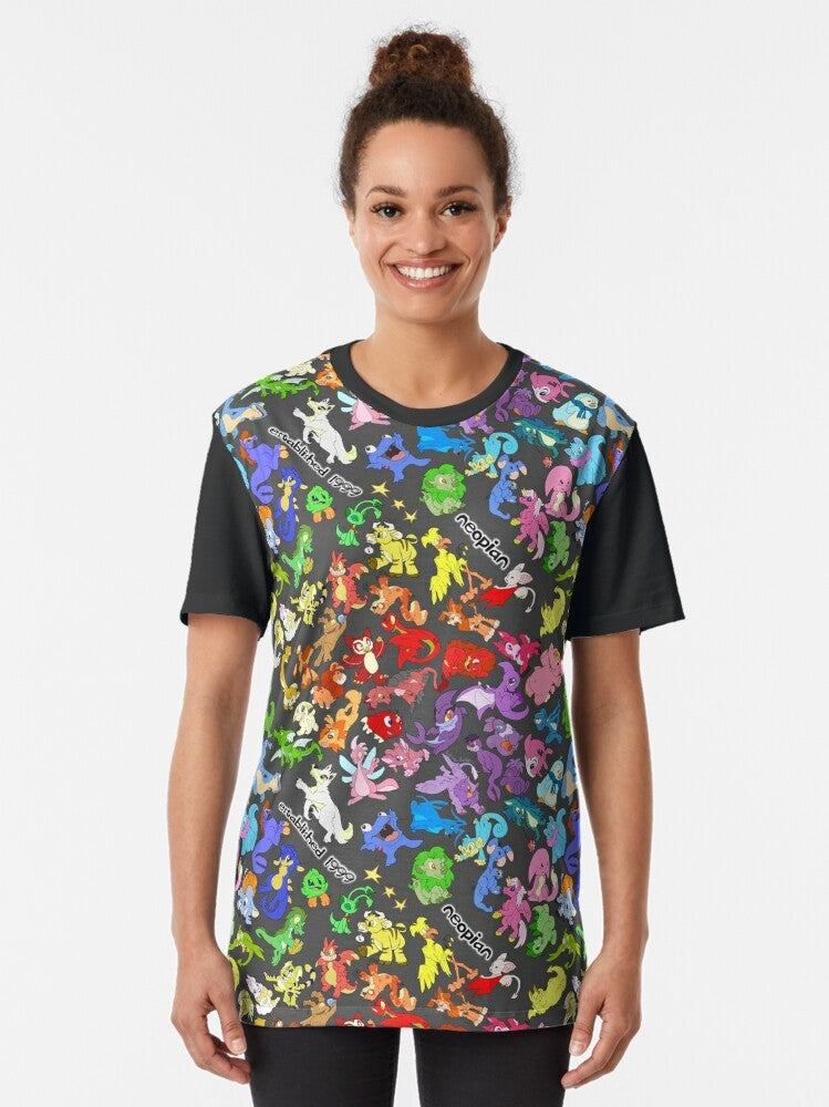 Neopets characters all over a graphic t-shirt - Women