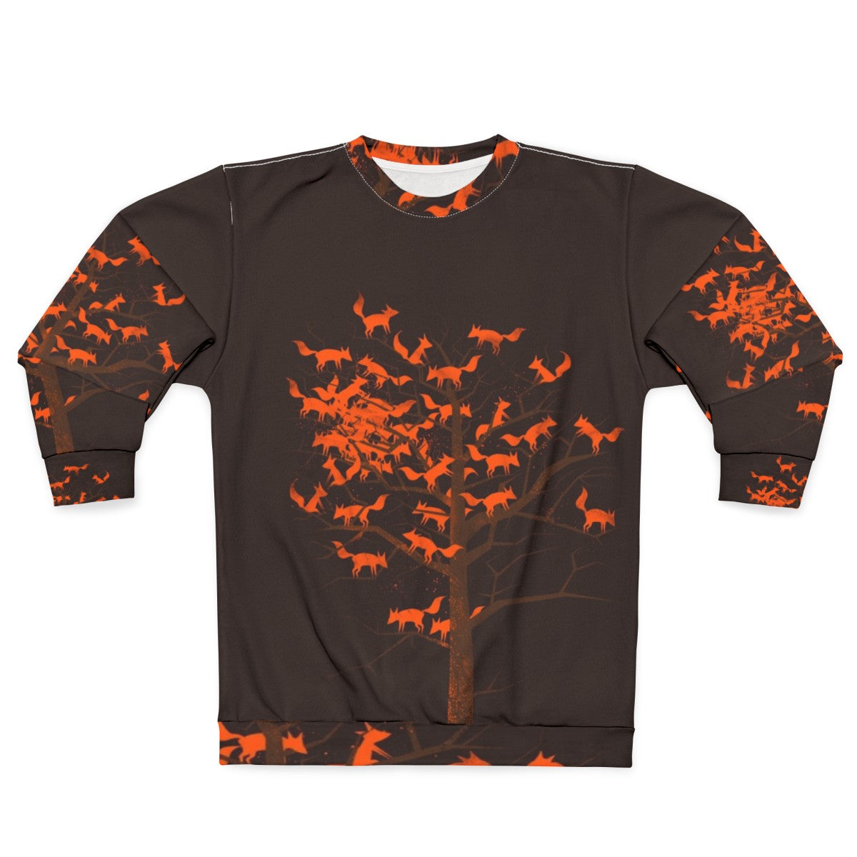 Blazing fox tree sweatshirt with nature and woodland pattern