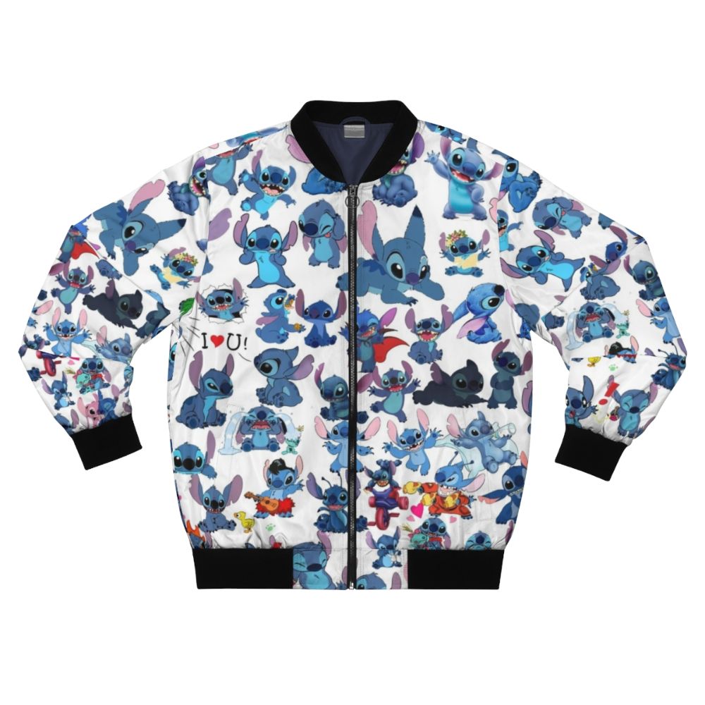 Lilo and Stitch inspired bomber jacket with the character design and text