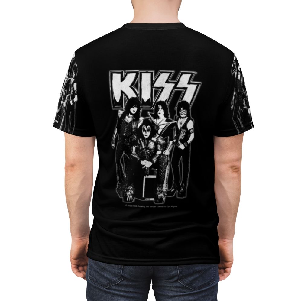 Vintage grunge-style t-shirt featuring the iconic KISS band logo and lightning bolt design - men back