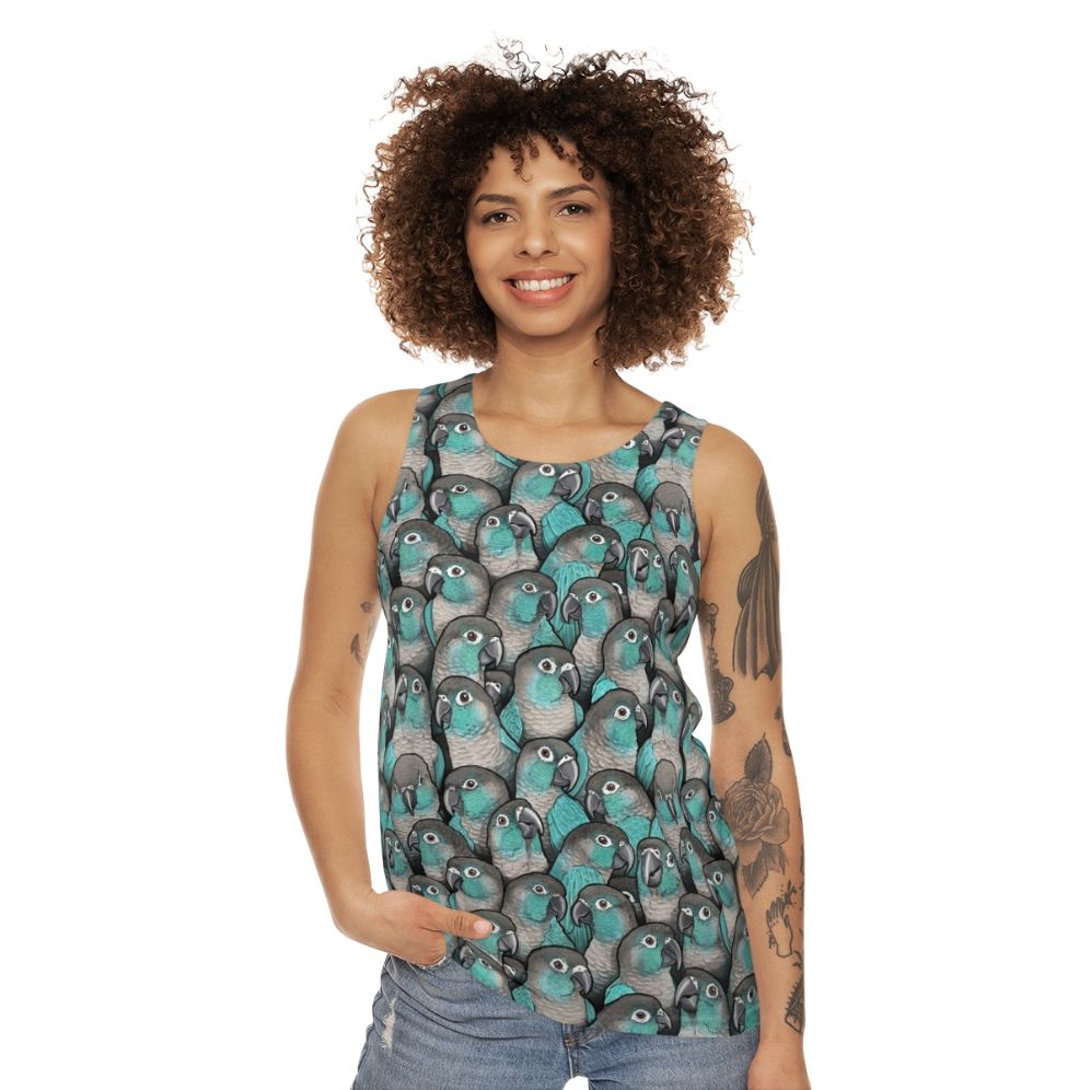 Turquoise green cheeked conure unisex tank top - women