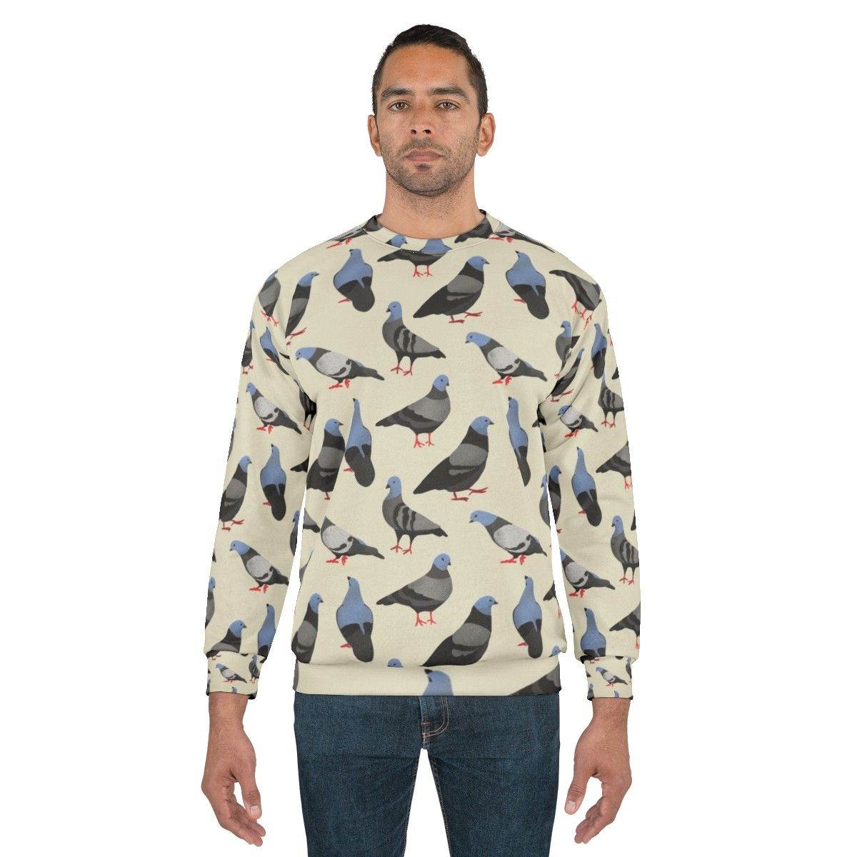 Pigeons Sweatshirt featuring a colorful pattern of pigeons - men