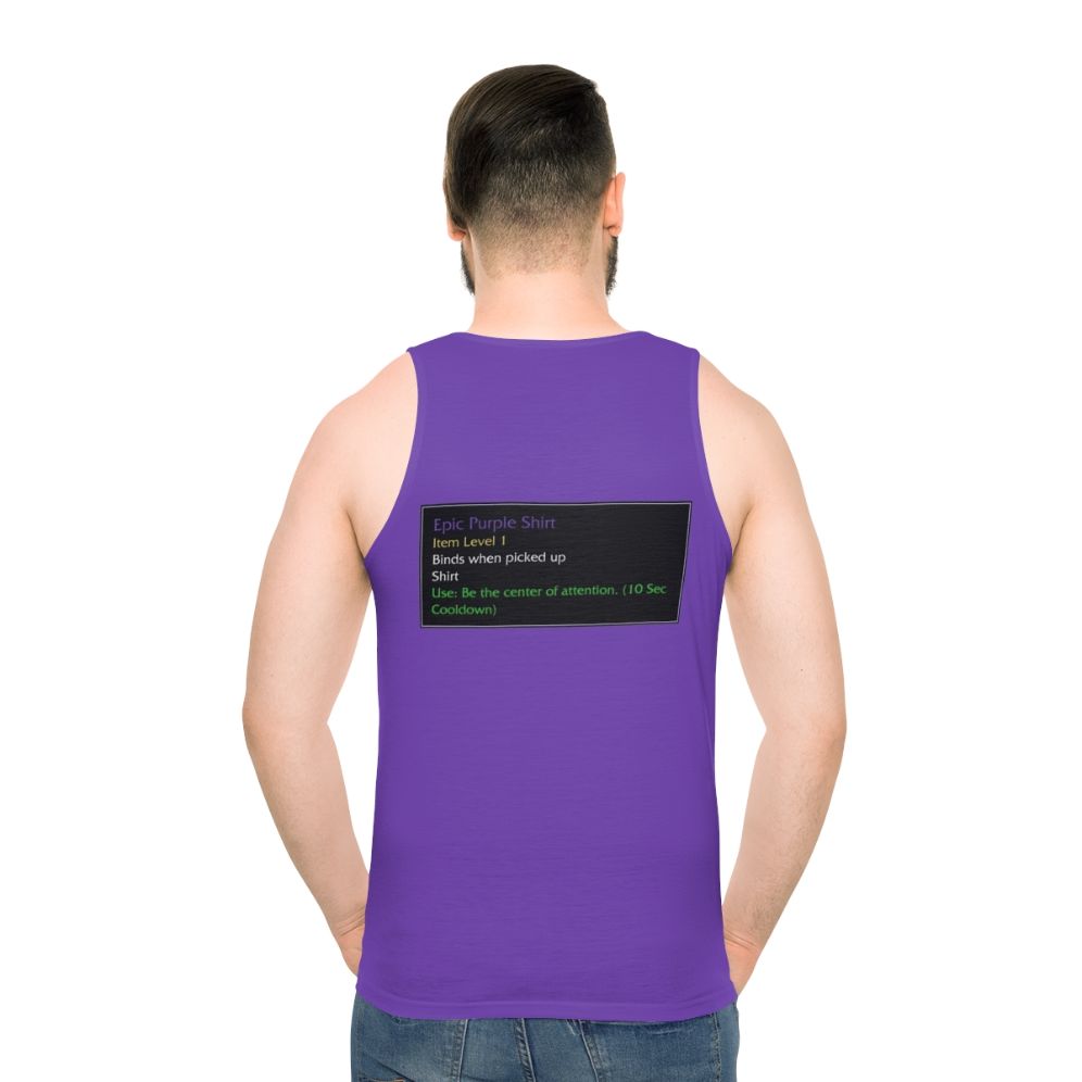 Unisex World of Warcraft inspired epic purple tank top - men back