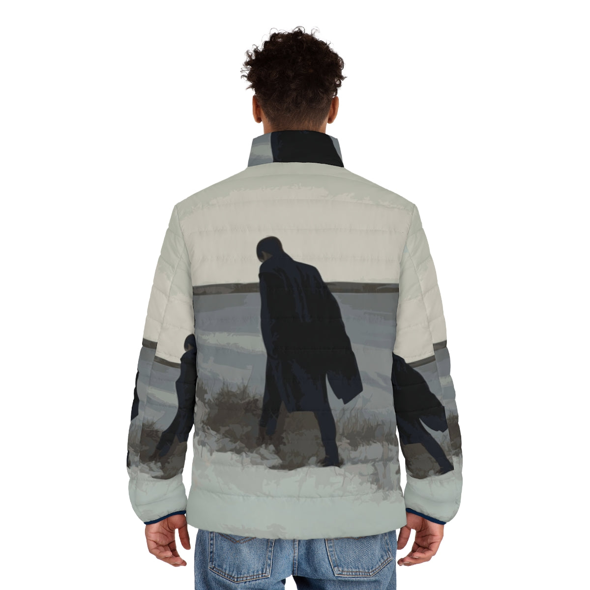 Retrograde Painting Puffer Jacket for cold weather protection and style - men back