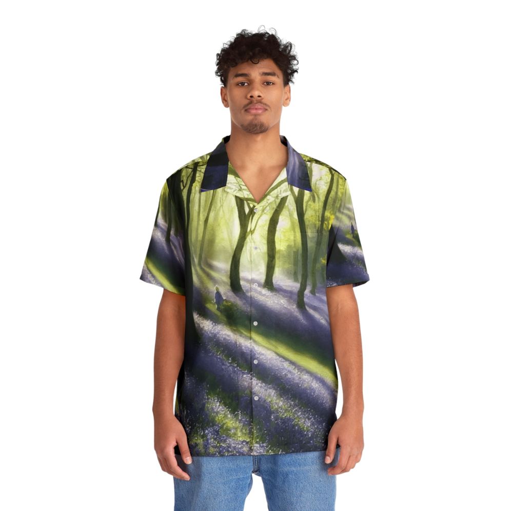 Watercolor Blue Bell Hawaiian Shirt - People Front