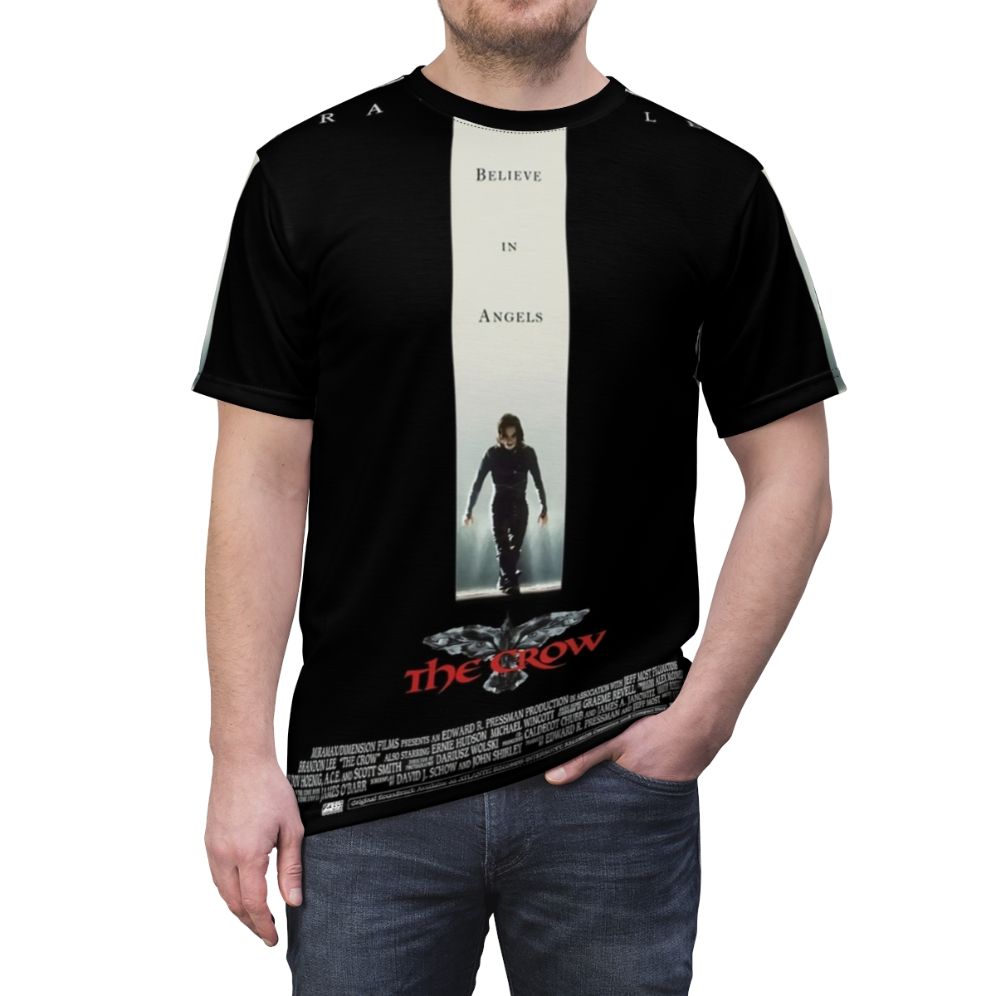 Stylish t-shirt featuring a striking image inspired by the classic 90s cult film The Crow, starring Brandon Lee. - men front