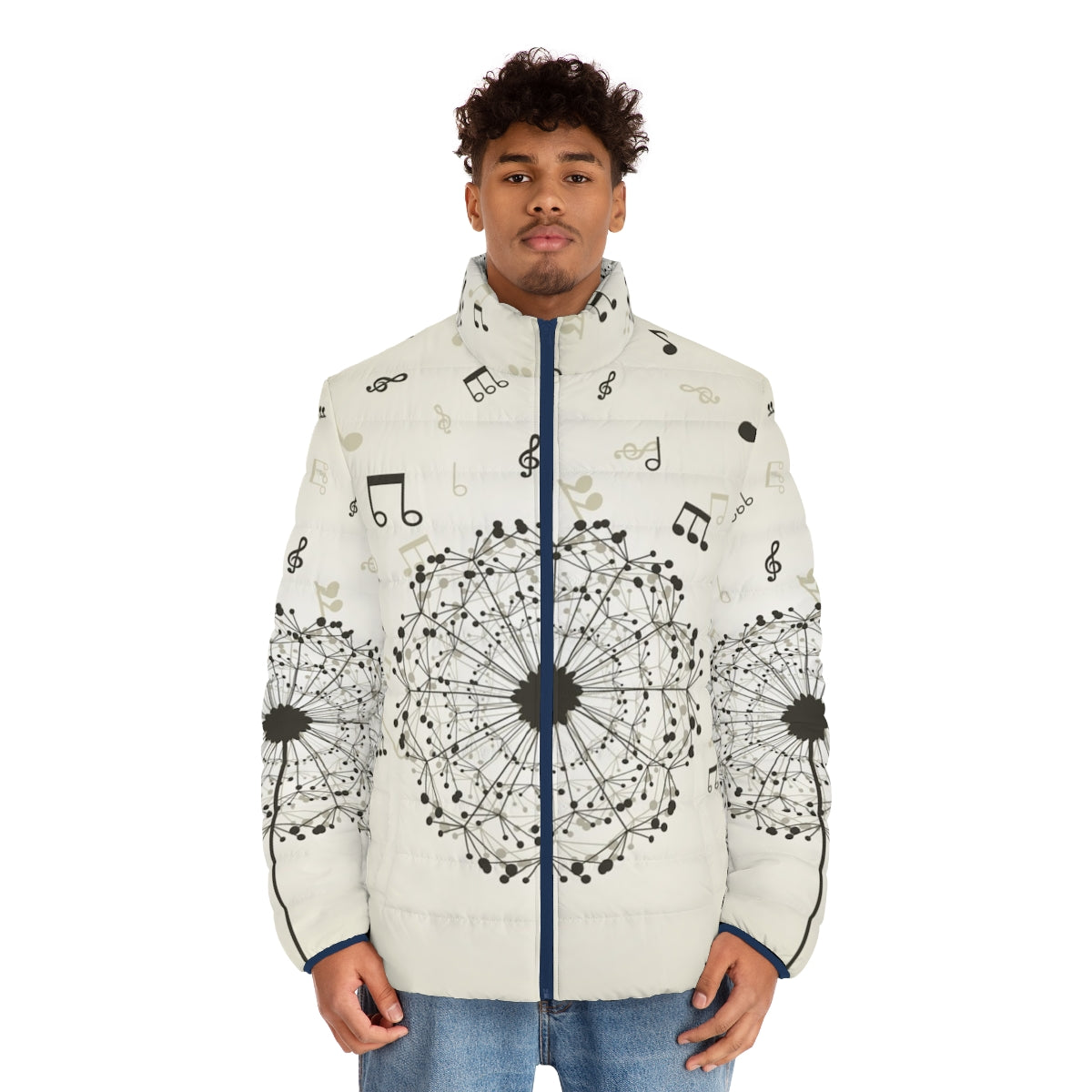 Dandelion puffer jacket with nature-inspired design - men front